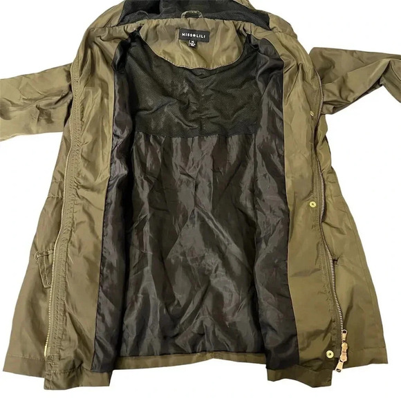 Miss Lili Women's Petite Green Hooded Lightweight Jacket PS Casual - Picture 2 of 12